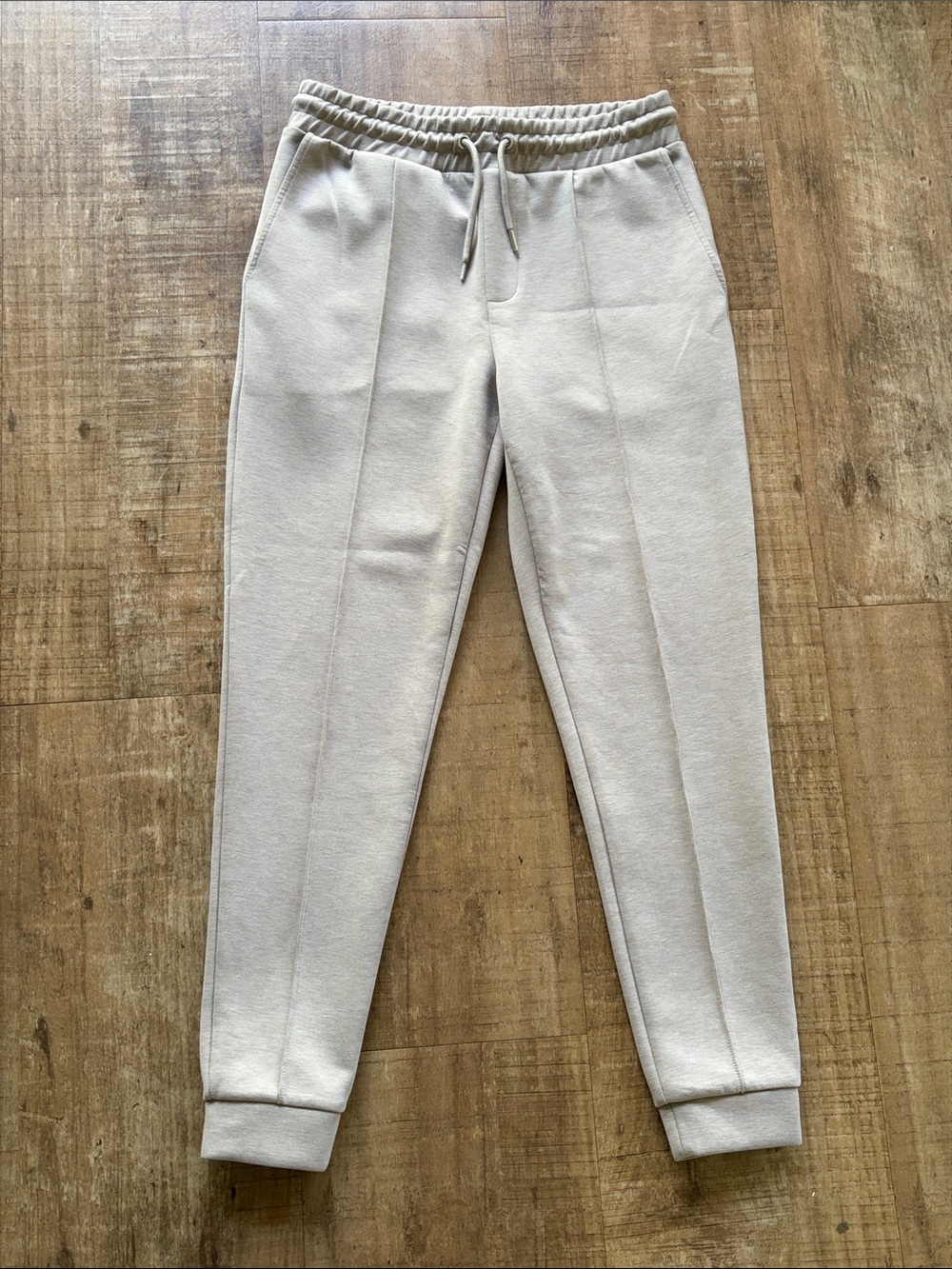 REISS Premier Premium Interlock-Jersey Joggers in Stone - Picture 5 of 8